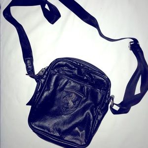 Puma Ferrari Black Leather Crossbody Bag